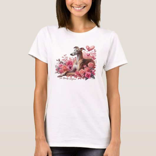 Greyhound, Whippet, Iggy oder Galgo Romantic T-Shirt (Vorderseite)