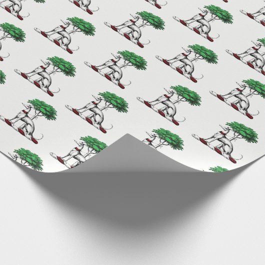 Greyhound Whippet mit Baumkronen-Wappen-Emblem Geschenkpapier (Ecke)