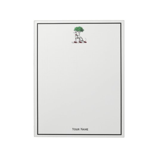 Greyhound Whippet mit Baumkronen-Wappen-Emblem Notizblock (Rotiert)