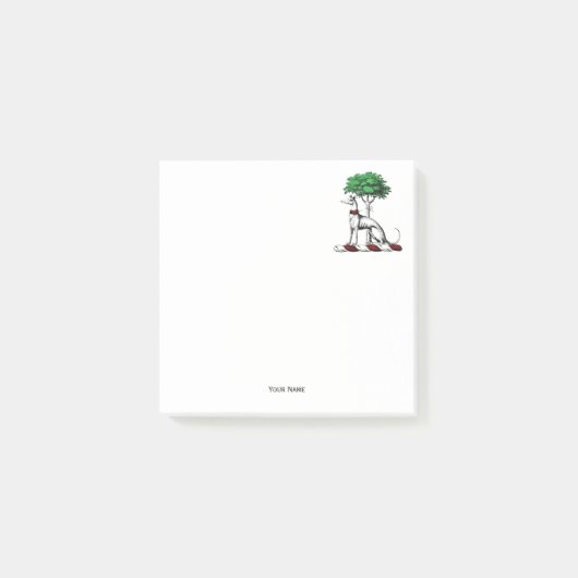 Greyhound Whippet mit Baumkronen-Wappen-Emblem Post-it Klebezettel (Vorderseite)