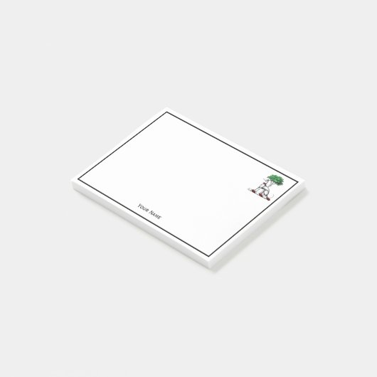 Greyhound Whippet mit Baumkronen-Wappen-Emblem Post-it Klebezettel (angewinkelt)