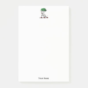 Greyhound Whippet mit Baumkronen-Wappen-Emblem Post-it Klebezettel