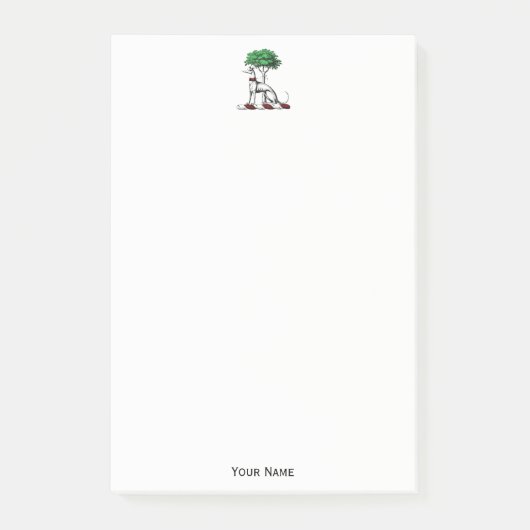 Greyhound Whippet mit Baumkronen-Wappen-Emblem Post-it Klebezettel (Vorderseite)