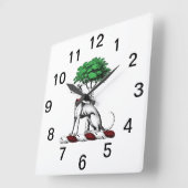 Greyhound Whippet mit Baumkronen-Wappen-Emblem Quadratische Wanduhr (Winkel)