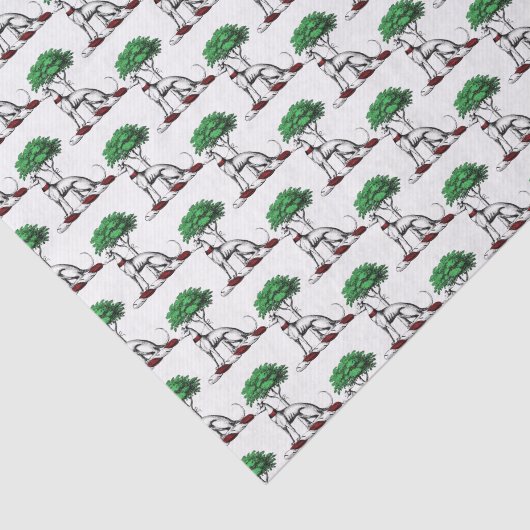 Greyhound Whippet mit Baumkronen-Wappen-Emblem Seidenpapier (Ausschnitt)