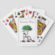 Greyhound Whippet mit Baumkronen-Wappen-Emblem