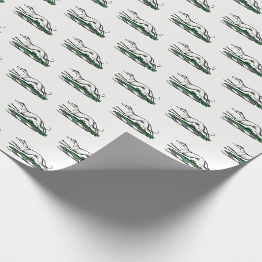 Greyhound Whippet Running Heraldic Wappen Emblem Geschenkpapier (Ecke)