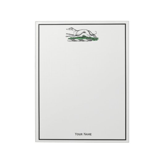 Greyhound Whippet Running Heraldic Wappen Emblem Notizblock (Rotiert)