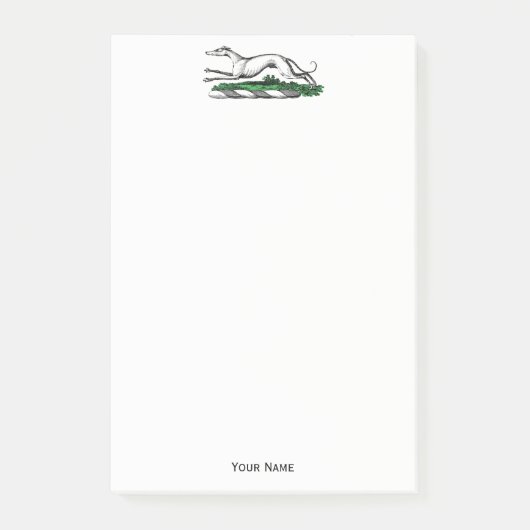 Greyhound Whippet Running Heraldic Wappen Emblem Post-it Klebezettel (Vorderseite)