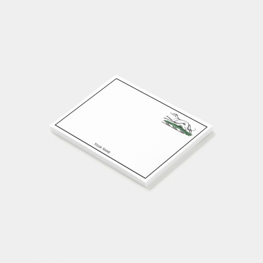 Greyhound Whippet Running Heraldic Wappen Emblem Post-it Klebezettel (angewinkelt)