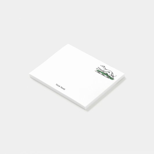 Greyhound Whippet Running Heraldic Wappen Emblem Post-it Klebezettel (angewinkelt)