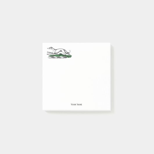 Greyhound Whippet Running Heraldic Wappen Emblem Post-it Klebezettel (Vorderseite)