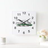 Greyhound Whippet Running Heraldic Wappen Emblem Quadratische Wanduhr (Zuhause)