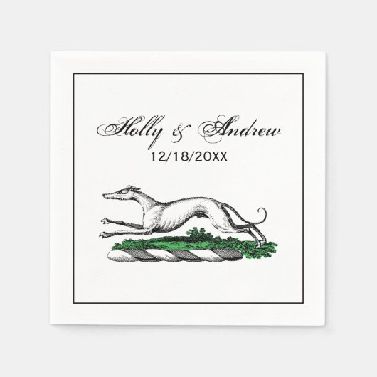 Greyhound Whippet Running Heraldic Wappen Emblem Serviette (Vorderseite)