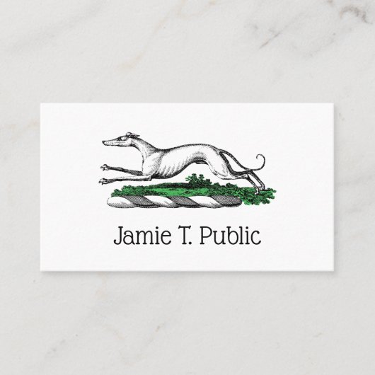 Greyhound Whippet Running Heraldic Wappen Emblem Visitenkarte (Vorderseite)