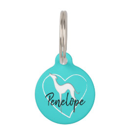 Greyhound Whippet Silhouette Herz Personalisiert Haustiermarke