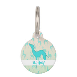 Greyhound whippet Silhouette Muster Dose Name Haustiermarke