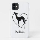 Greyhound whippet Silhouette und niedlicher Herzna Case-Mate iPhone Hülle (Rückseite)