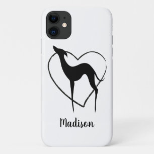 Greyhound whippet Silhouette und niedlicher Herzna Case-Mate iPhone Hülle