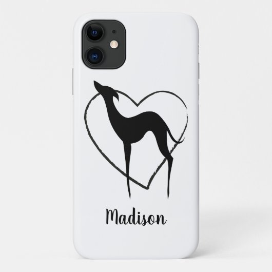 Greyhound whippet Silhouette und niedlicher Herzna Case-Mate iPhone Hülle (Rückseite)