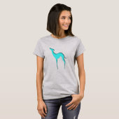 Greyhound Whippet Türkisblaue Silhouette T-Shirt (Vorne ganz)