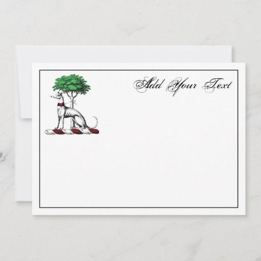 Greyhound Whippet W/Tree Heraldic Wappen Note Card Mitteilungskarte (Vorderseite)