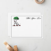 Greyhound Whippet W/Tree Heraldic Wappen Note Card Mitteilungskarte (Vorderseite/Rückseite Beispiel)