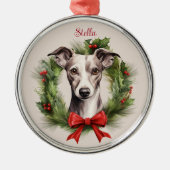 Greyhound Whippet Weihnachtsmann Gedächtnis Hunde Ornament Aus Metall (Vorne)