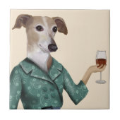 Greyhound Wine Snob Fliese (Vorderseite)