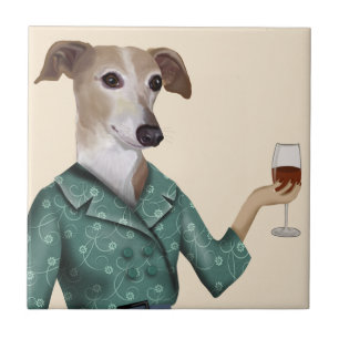 Greyhound Wine Snob Fliese