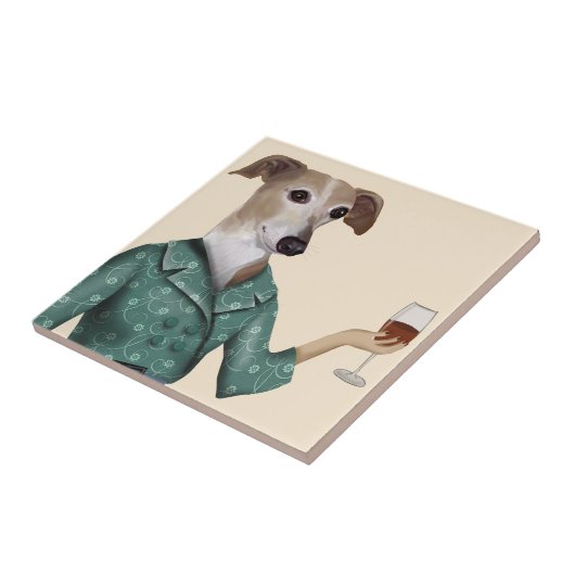Greyhound Wine Snob Fliese (Seite)