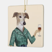 Greyhound Wine Snob Keramikornament (Links)