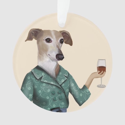 Greyhound Wine Snob Ornament (Vorderseite)