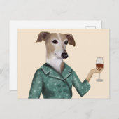 Greyhound Wine Snob Postkarte (Vorne/Hinten)
