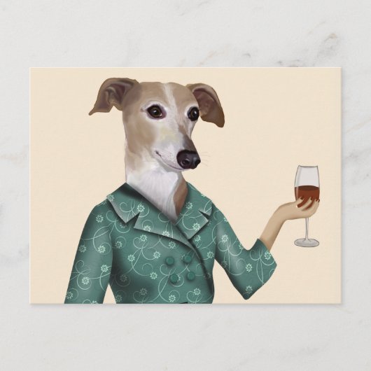 Greyhound Wine Snob Postkarte (Vorderseite)