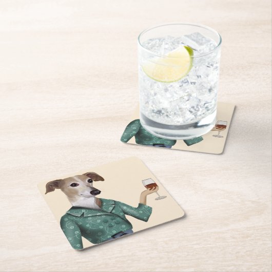 Greyhound Wine Snob Rechteckiger Pappuntersetzer (Vor Ort)