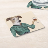 Greyhound Wine Snob Rechteckiger Pappuntersetzer (angewinkelt)