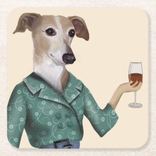 Greyhound Wine Snob Rechteckiger Pappuntersetzer