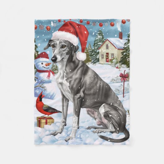 Greyhound Winter Wonderland Christmas Joy Fleecedecke (Vorderseite)