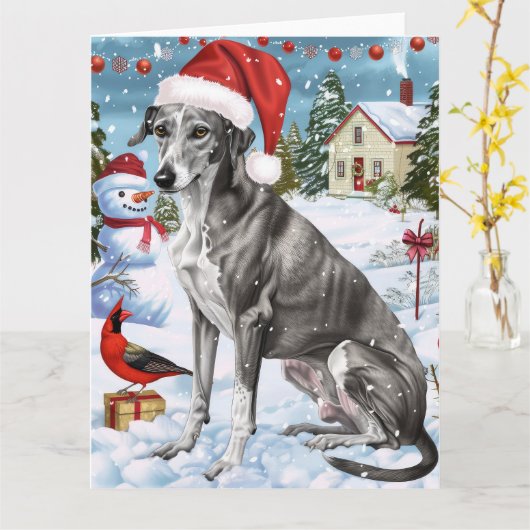 Greyhound Winter Wonderland Christmas Joy Karte (Gelbe Blume)