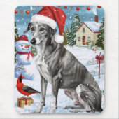 Greyhound Winter Wonderland Christmas Joy Mousepad (Vorne)