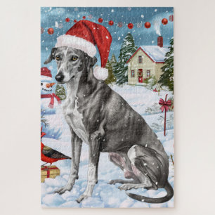 Greyhound Winter Wonderland Christmas Joy Puzzle