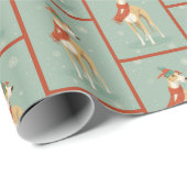 Greyhound-Wintermuster Geschenkpapier (Rolleneckpunkt)