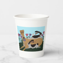 Greyhound with Bunnies Paper Cups Pappbecher
