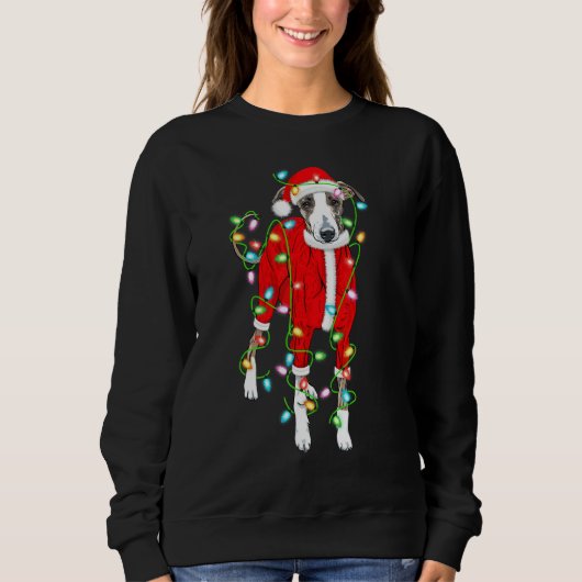 Greyhound Xmas Lighting Weihnachtsmannmütze Greyho Sweatshirt (Vorderseite)