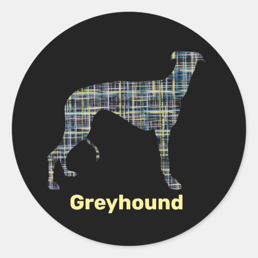 Greyhound Yellow & Blue Grilllinien Runder Aufkleber (Vorderseite)