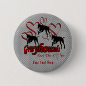 Greyhounds And Hearts Love Dog Button (Vorderseite)