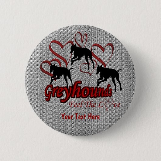 Greyhounds And Hearts Love Dog Button (Vorderseite)