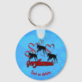 Greyhounds And Red Hearts Personalized Schlüsselanhänger (Vorderseite)