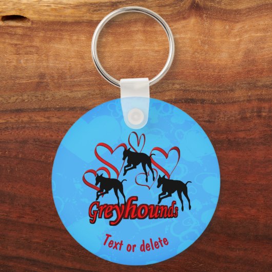 Greyhounds And Red Hearts Personalized Schlüsselanhänger (Vorderseite)